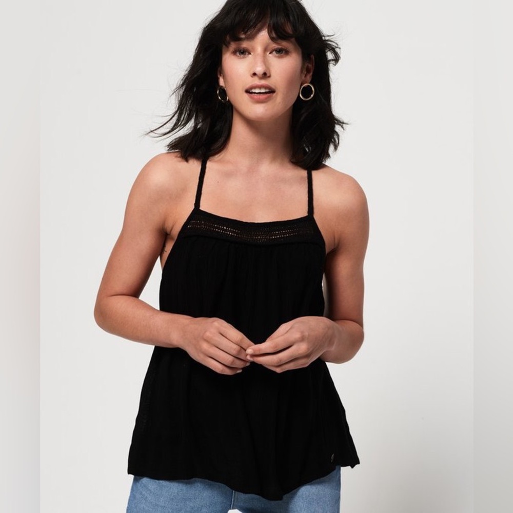 Superdry Black Klara Braided Cami Size 8 GUC